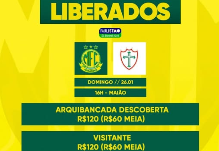 imagem da materia: Mirassol abre venda de ingressos para jogo com a Lusa
