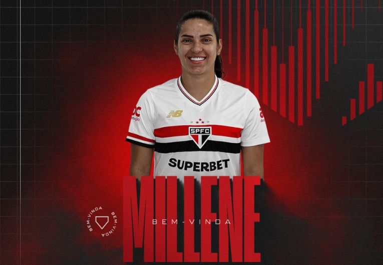 imagem da materia: São Paulo anuncia a atacante Millene