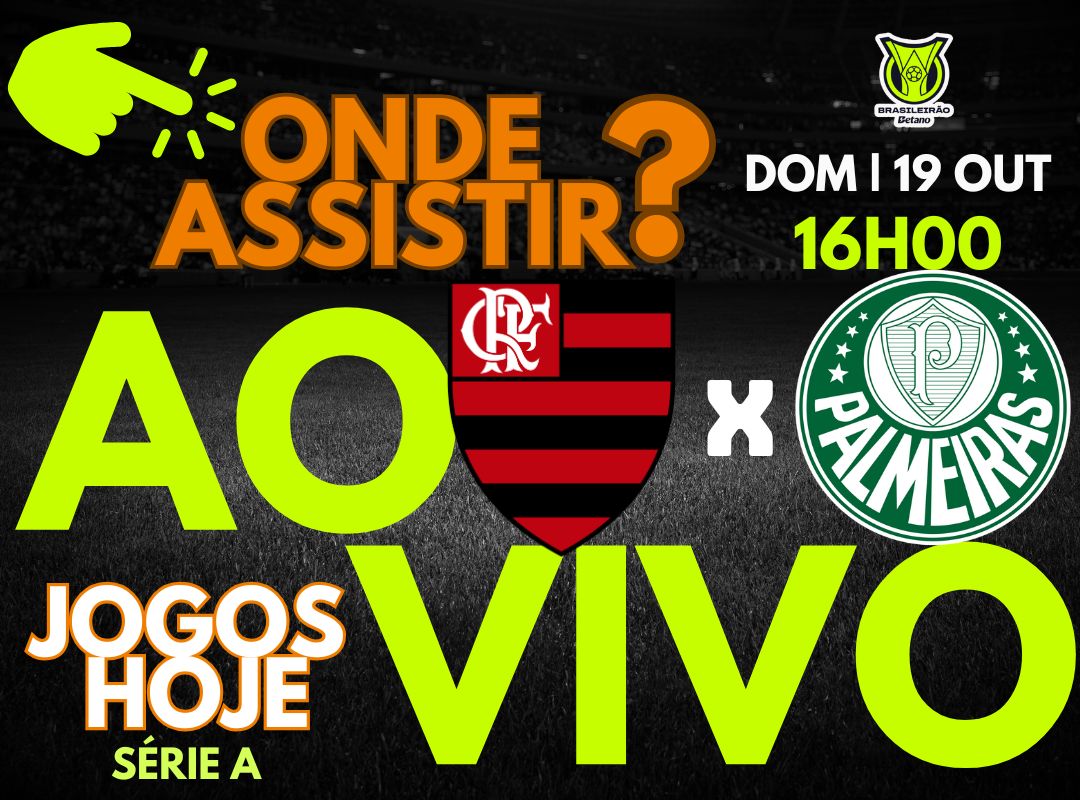 Flamengo x Palmeiras ao vivo – Globo, SporTV e Premiere mostram o duelo pela liderança Banner do jogo Flamengo x Palmeiras destacando transmissão pela Globo, SporTV e Premiere pela 29ª rodada do Brasileirão Série A 2025.