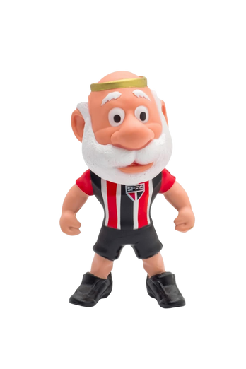 Boneco do mascote de futebol do São Paulo usando a camisa 2, em estilo infantil e decorativo.