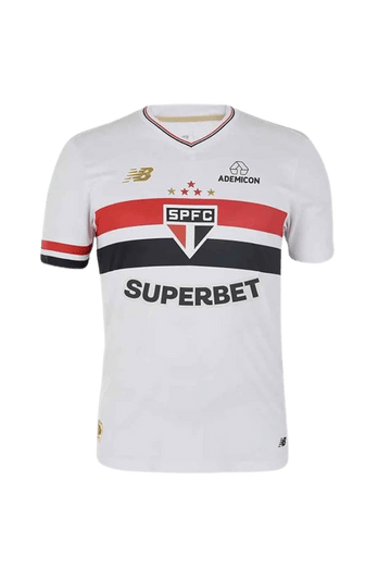 Camisa masculina do São Paulo FC modelo Home 2025, versão jogador, produzida pela New Balance.