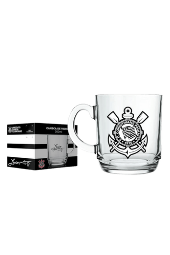 Caneca Aspen 300ml do Corinthians com design oficial na cor preta e branca.