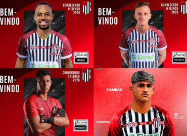 Bandeirante anuncia três novos reforços e renovação com goleiro