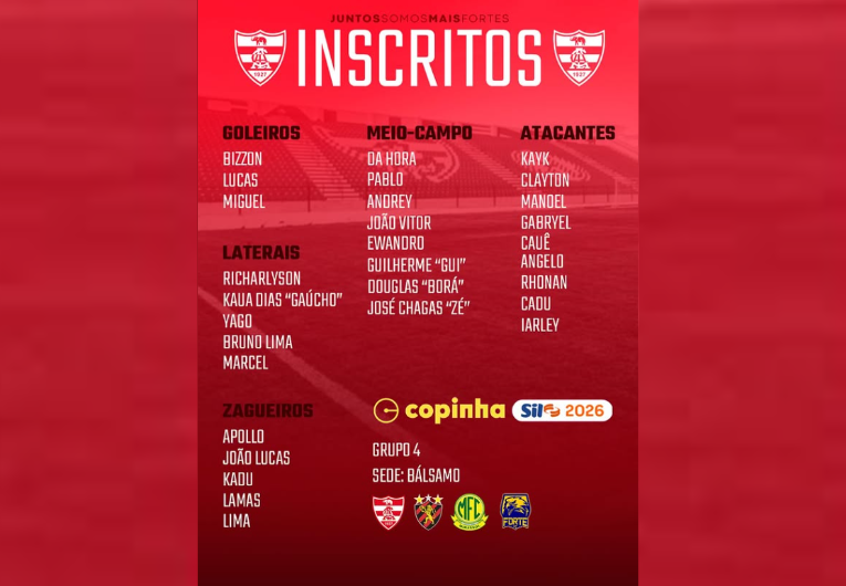 imagem da materia: Linense divulga lista dos atletas inscritos para a Copinha 2026