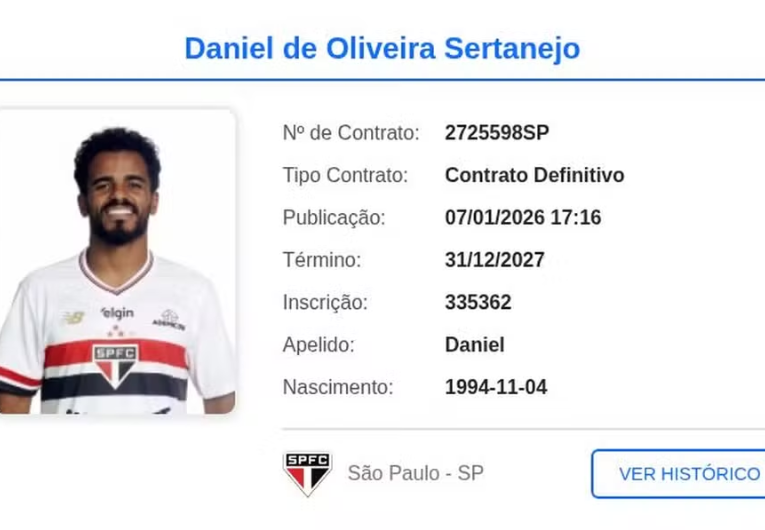 imagem da materia: Danielzinho é regularizado no BID e fica disponível para estrear no Tricolor