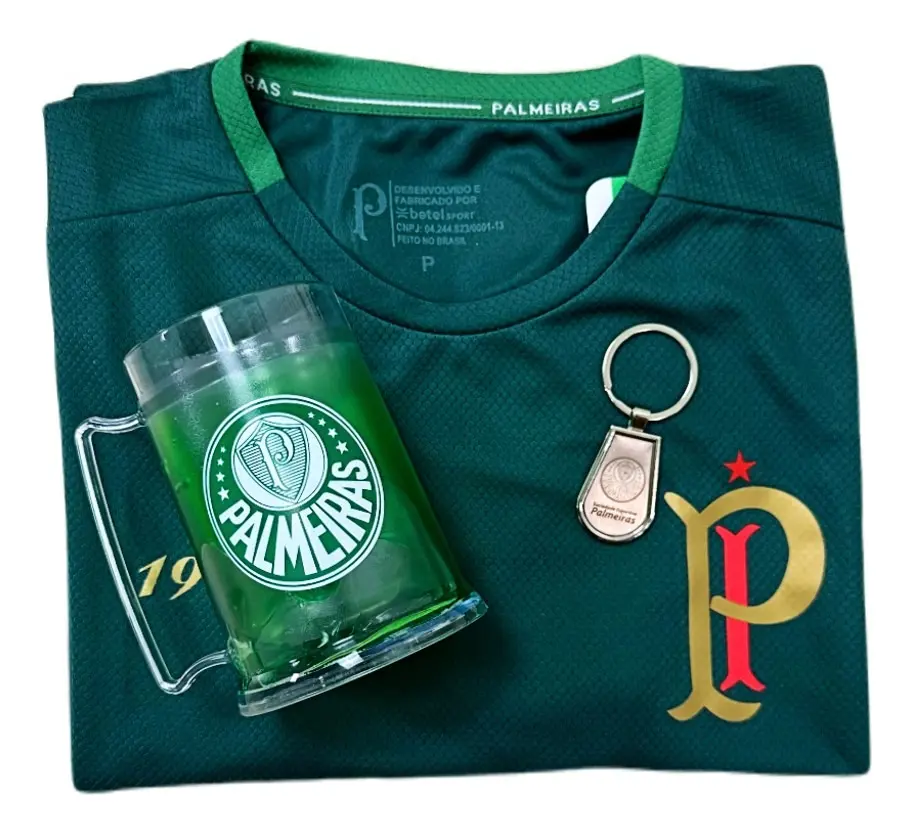 Kit Presente Palmeiras Camisa Caneca e Chaveiro Oficial