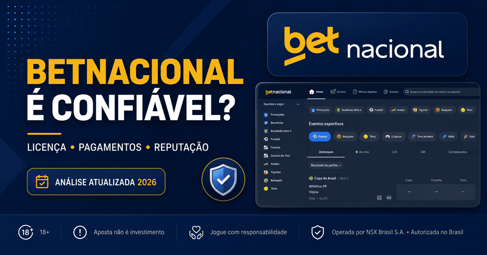 Análise sobre licença, pagamentos, reputação e confiabilidade da Betnacional em 2026