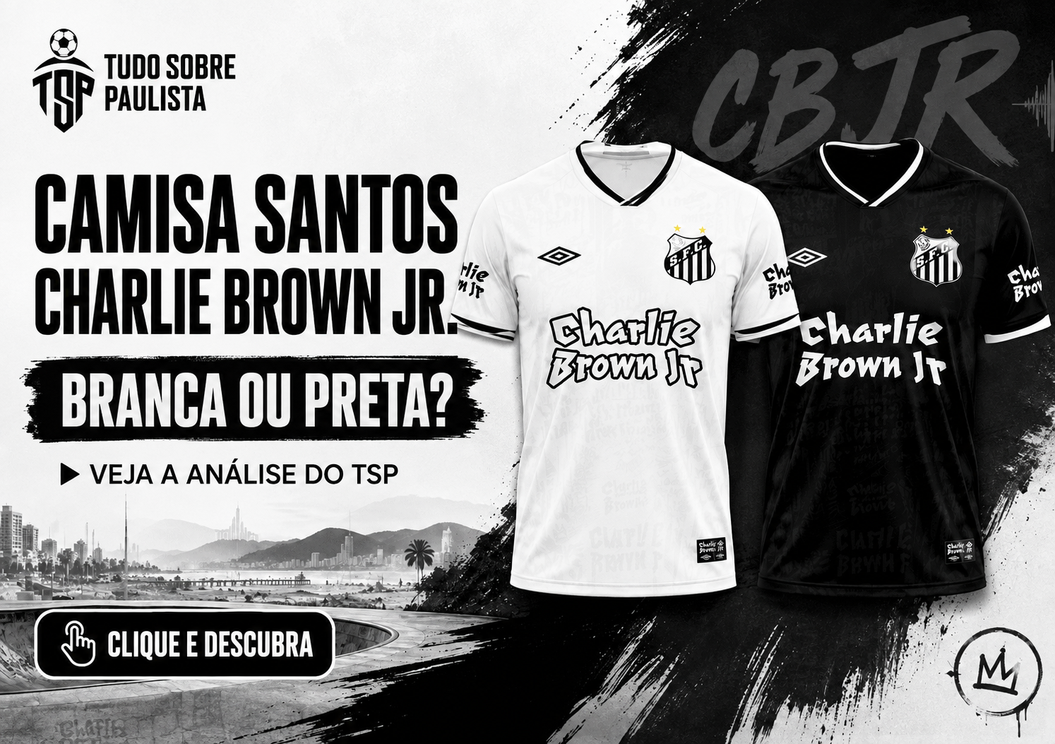 Camisa Santos Charlie Brown: Branca ou Preta?