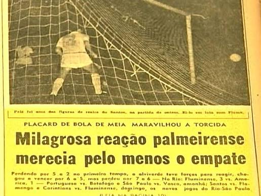 Revista com uma crônica sobre o clássico histórico de 13 gols