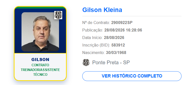 Gilson Kleina, técnico da Ponte Preta - Foto: Divulgação/CBF